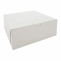 Southern Champion Tray White Paperboard Lock Corner Bakery Box, 4" X 10" X 10", 100/Pack