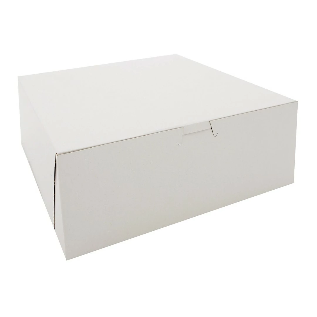 Southern Champion Tray White Paperboard Lock Corner Bakery Box, 4" X 10" X 10", 100/Pack