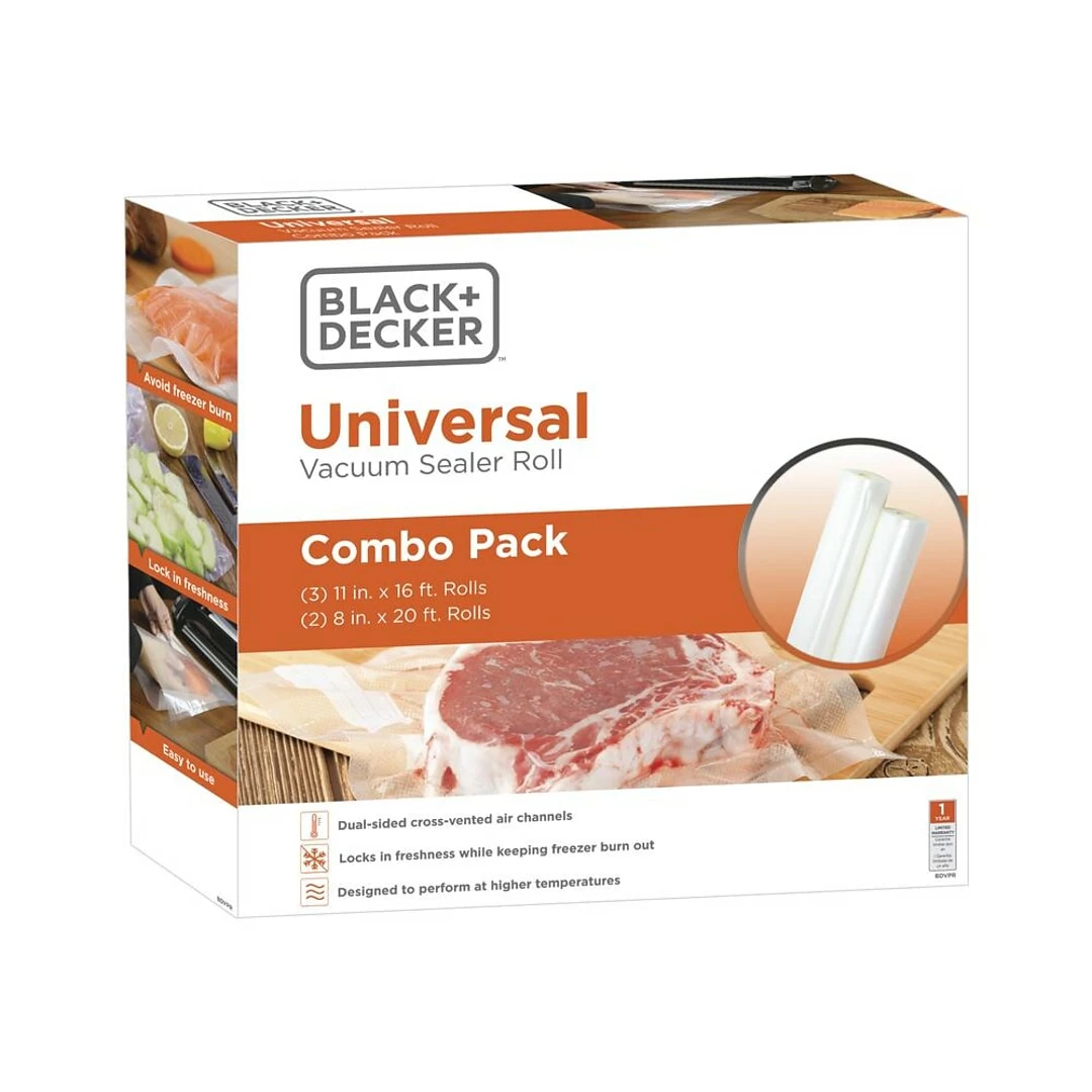 Black & Decker Combo Vacuum Sealer Rolls 5 Packs, Clear (BDVPR)