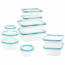 Snapware Plastic Food Storage 20-Piece Container Set, Clear/Blue (1136159)
