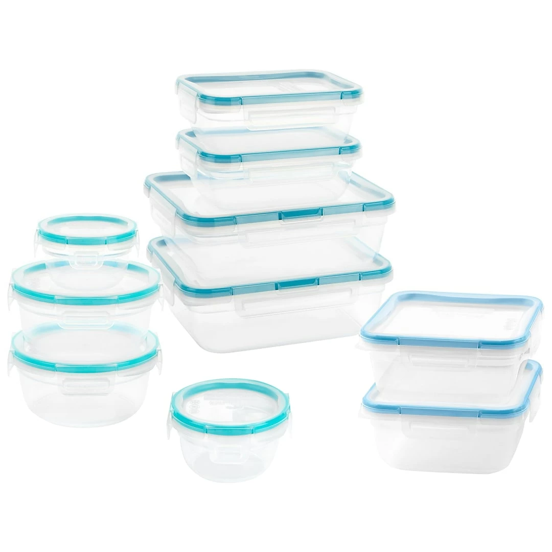 Snapware Plastic Food Storage 20-Piece Container Set, Clear/Blue (1136159)