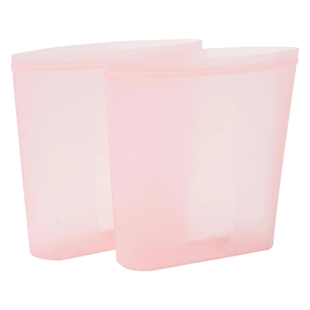 Mind Reader Reusable Silicone Bags, 27.05 Oz., Pink, 2/Set (SILSAND2-PNK)