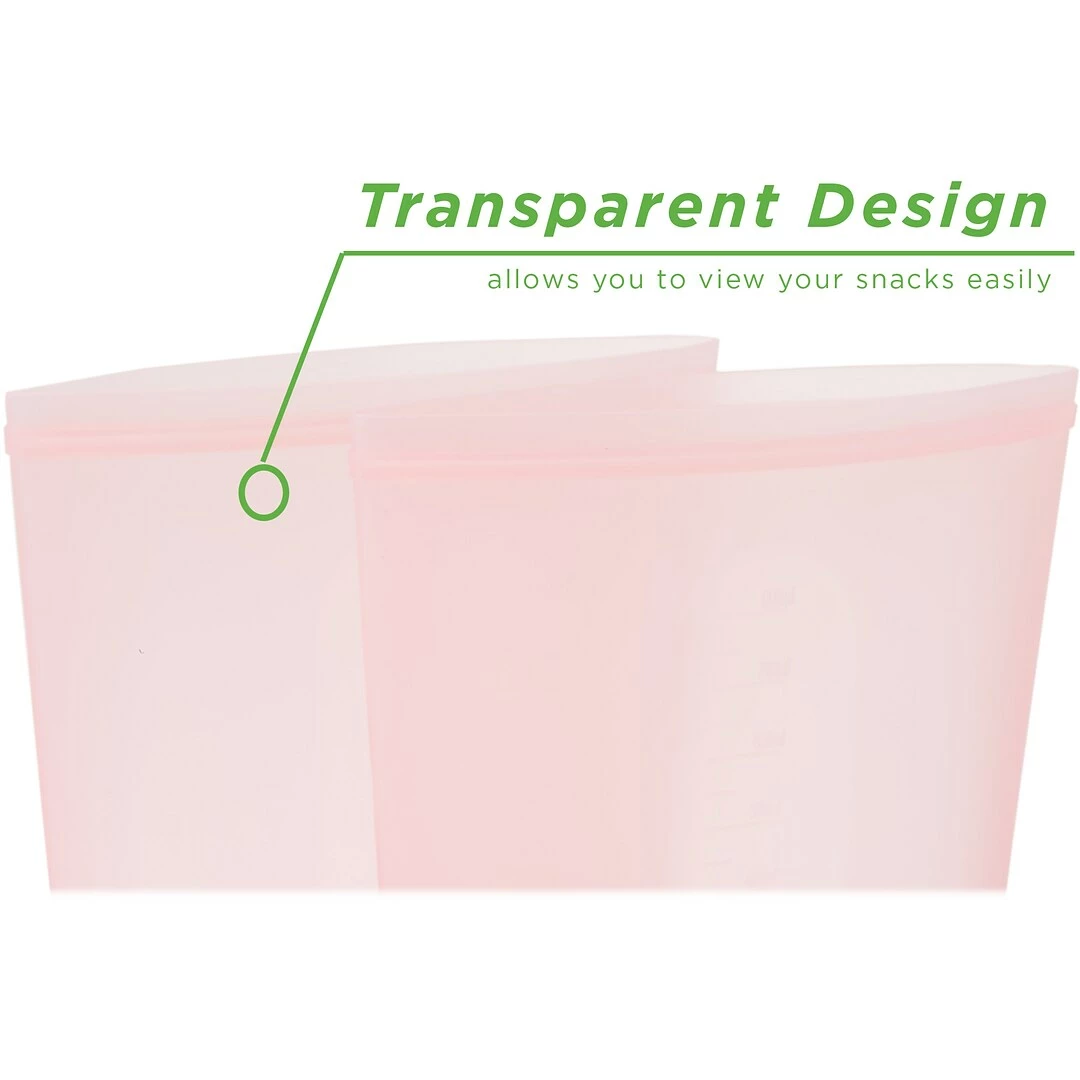 Mind Reader Reusable Silicone Bags, 27.05 Oz., Pink, 2/Set (SILSAND2-PNK) - Image 3