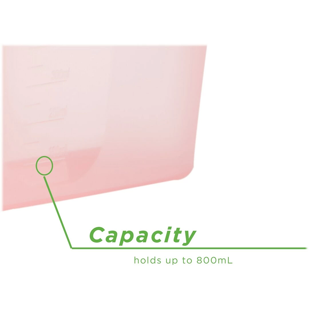 Mind Reader Reusable Silicone Bags, 27.05 Oz., Pink, 2/Set (SILSAND2-PNK) - Image 5