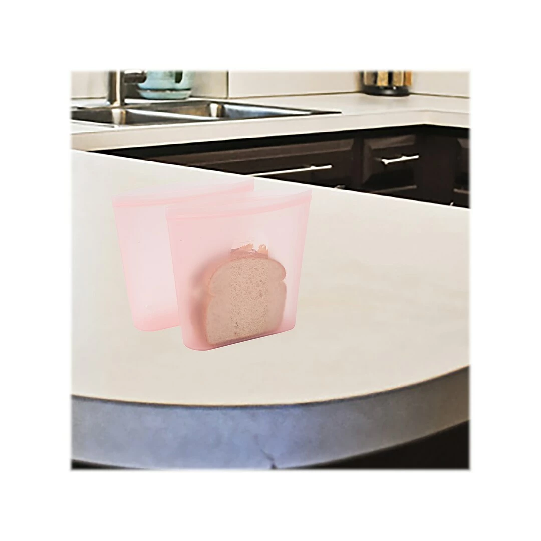 Mind Reader Reusable Silicone Bags, 27.05 Oz., Pink, 2/Set (SILSAND2-PNK) - Image 7