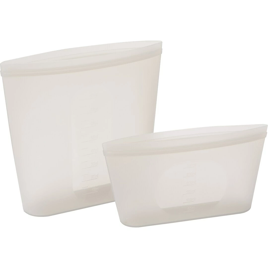 Mind Reader Reusable Silicone Bags, 27.05 Oz./10.15 Oz., 2/Set (SSSBAG2-CLR)