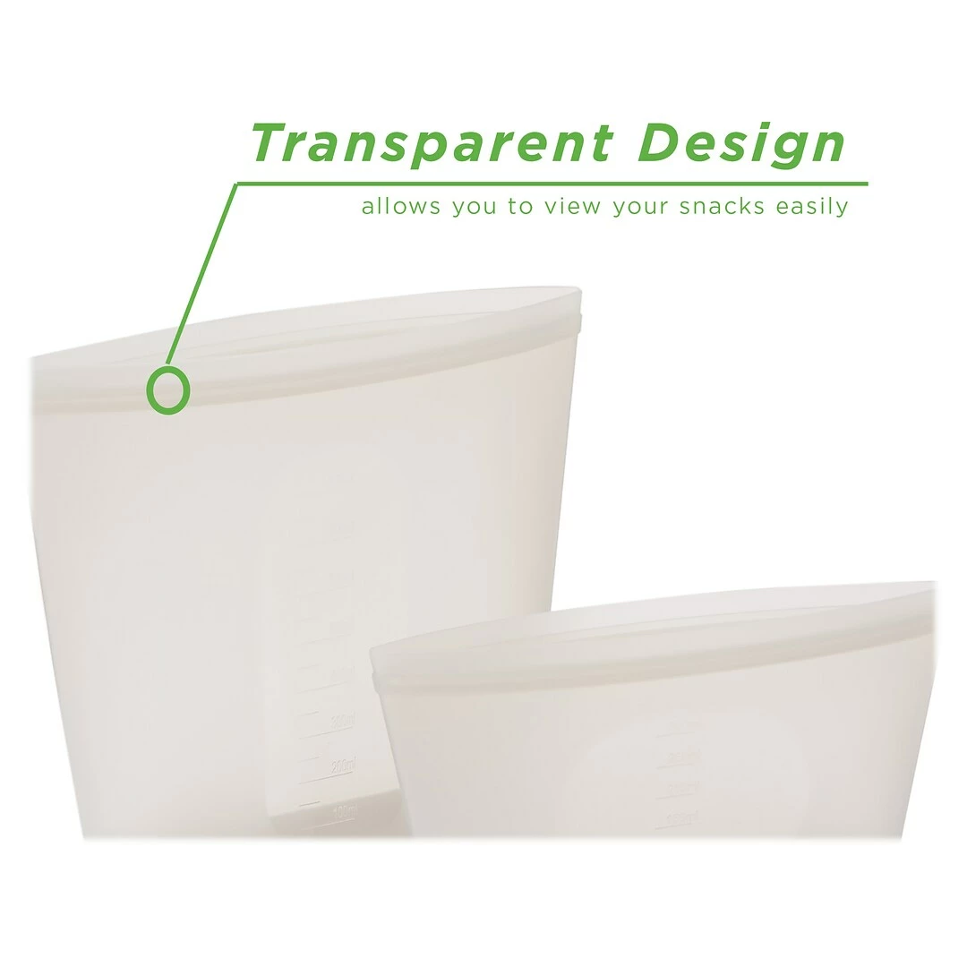 Mind Reader Reusable Silicone Bags, 27.05 Oz./10.15 Oz., 2/Set (SSSBAG2-CLR) - Image 3