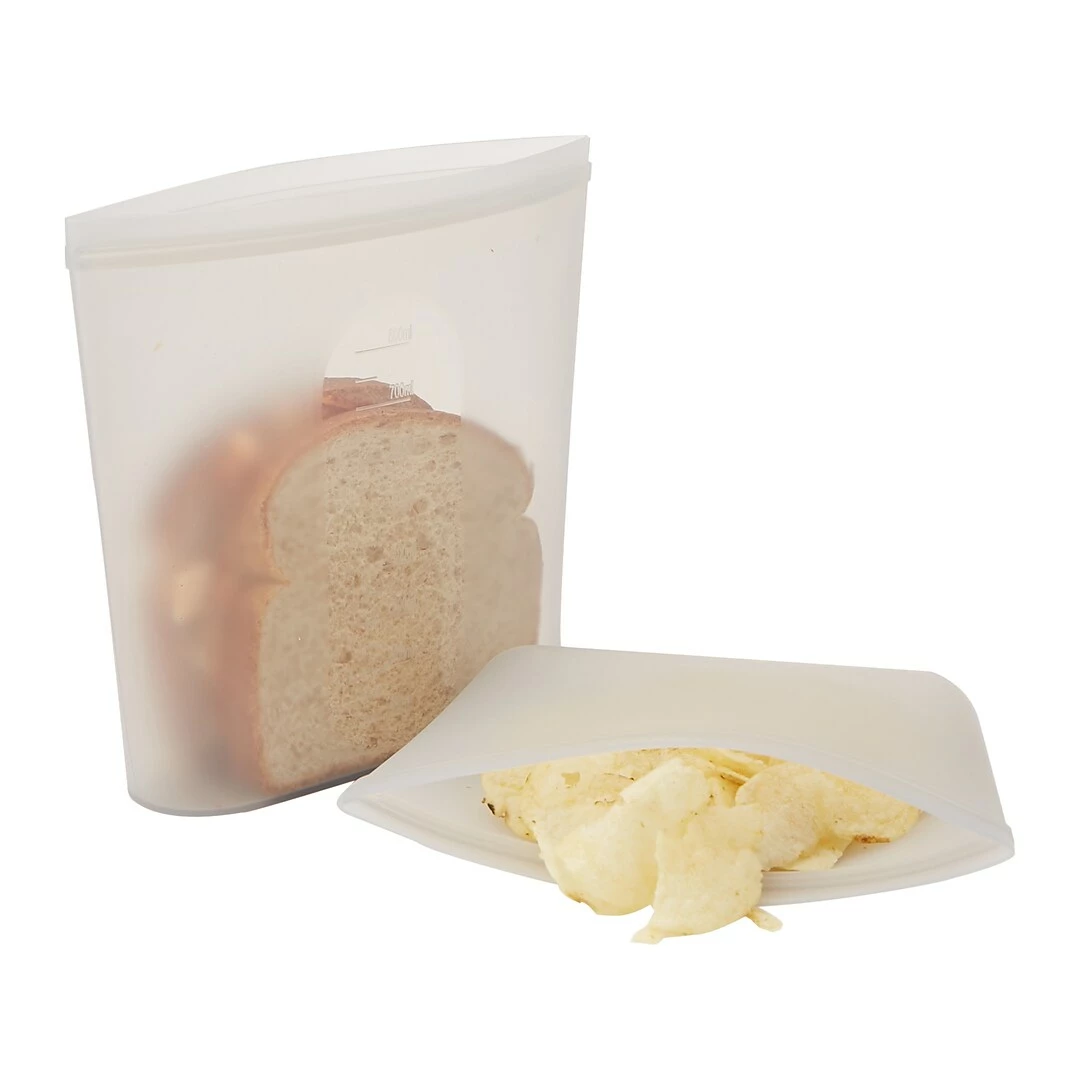 Mind Reader Reusable Silicone Bags, 27.05 Oz./10.15 Oz., 2/Set (SSSBAG2-CLR) - Image 4