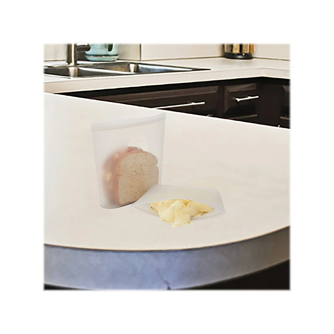 Mind Reader Reusable Silicone Bags, 27.05 Oz./10.15 Oz., 2/Set (SSSBAG2-CLR) - Image 5