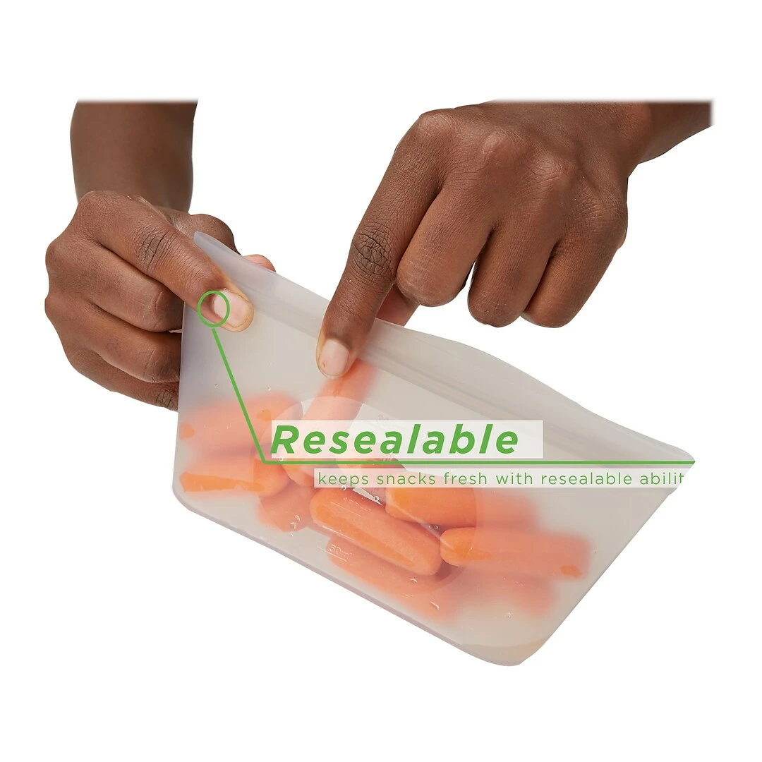 Mind Reader Reusable Silicone Bags, 27.05 Oz./10.15 Oz., 2/Set (SSSBAG2-CLR) - Image 6