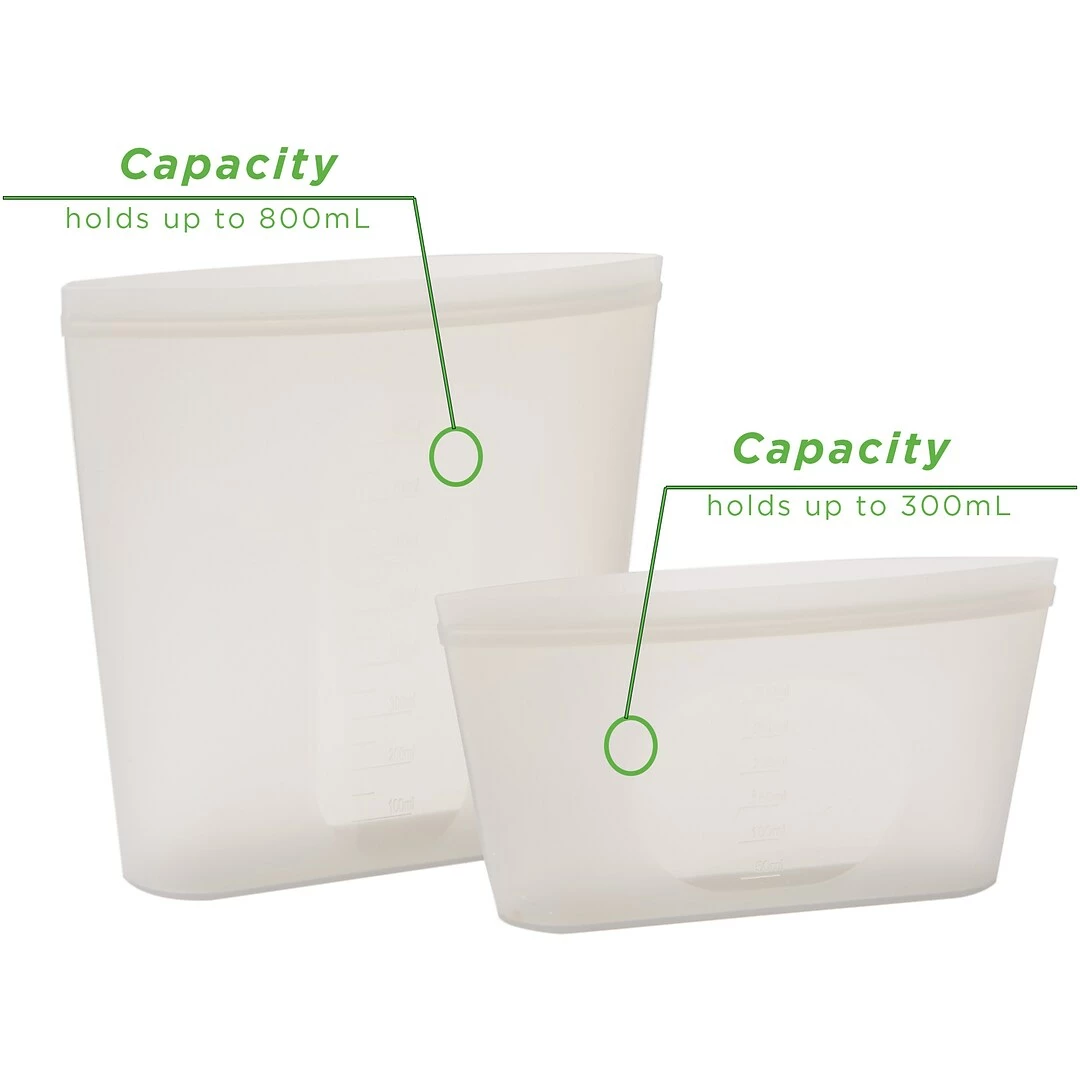 Mind Reader Reusable Silicone Bags, 27.05 Oz./10.15 Oz., 2/Set (SSSBAG2-CLR) - Image 7