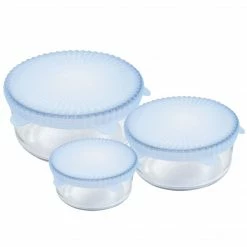 Chef Buddy Set Of 3 Universal Reusable Silicone Food Covers; Clear