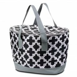Zodaca Large Pinic Travel Outdoor Party Beach Food Drink Water Storage Camping Zip Cooler Bag - Black Quatrefoil