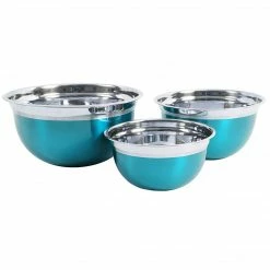 Oster Rosamond 3 Pack Round Mixing Bowl, Metallic Red (109498.03)
