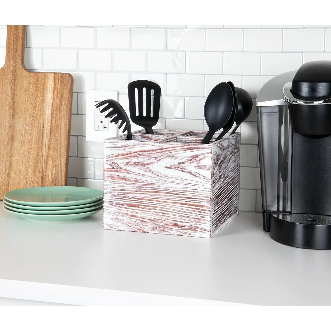 Mind Reader Torched Wood Utensil Organizer, Brown (TTCAD-BRN) - Image 2