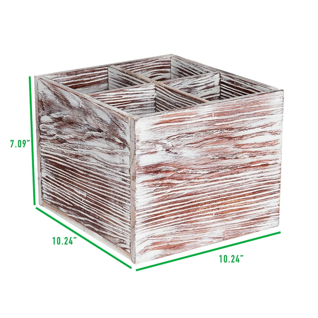 Mind Reader Torched Wood Utensil Organizer, Brown (TTCAD-BRN) - Image 3