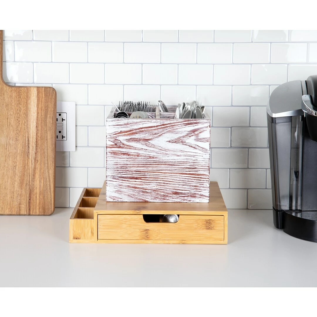 Mind Reader Torched Wood Utensil Organizer, Brown (TTCAD-BRN) - Image 5