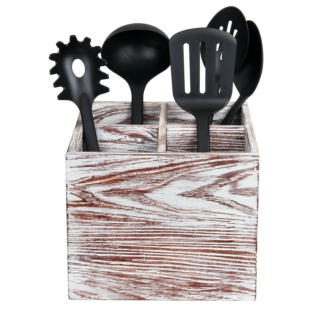 Mind Reader Torched Wood Utensil Organizer, Brown (TTCAD-BRN) - Image 7