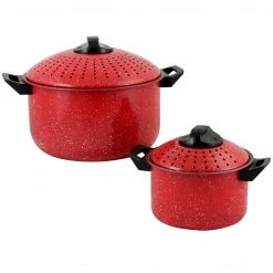 Gibson Home Casselman Steel 6 Qt. And 2 Qt. Pasta Pot Set, Red (109461.04)