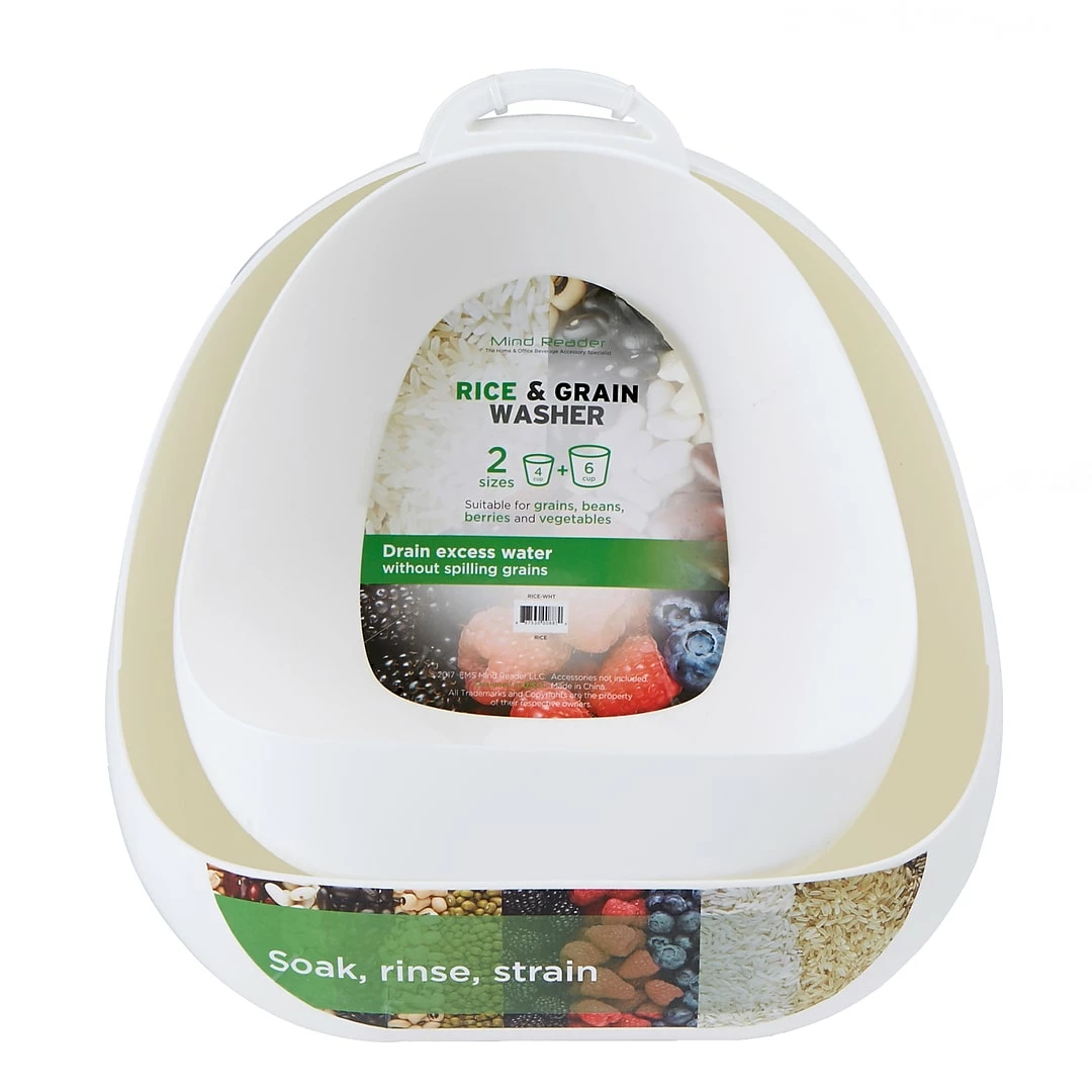 Mind Reader Rice And Grain Washer 2 Pc Set, White (RICE-WHT)