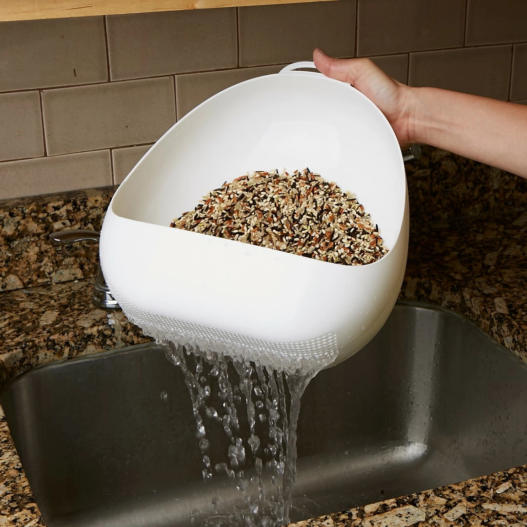 Mind Reader Rice And Grain Washer 2 Pc Set, White (RICE-WHT) - Image 2