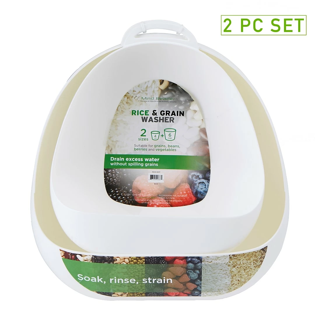 Mind Reader Rice And Grain Washer 2 Pc Set, White (RICE-WHT) - Image 4