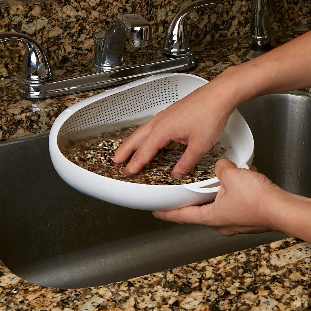 Mind Reader Rice And Grain Washer 2 Pc Set, White (RICE-WHT) - Image 6