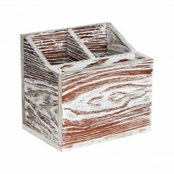 Mind Reader Torched Wood 3-Section Utensil Organizer, Brown (3UTENHOL-BRN)