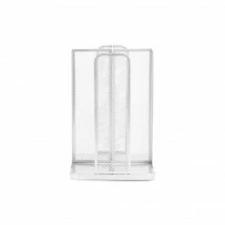 Mind Reader Carousel Cup And Lid Organizer, 4 Compartment, White Metal Mesh (CDISPMESH-WHT)