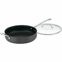 Cuisinart Chef's Classic Aluminum/Stainless Steel 5 Qt. Frying Pan, Black (6433-30H)