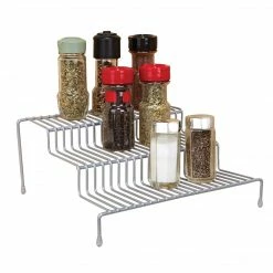 Kitchen Details 3 Tier Spice Rack Shelf Organizer, Grey (24125-GREY)