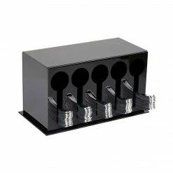 Mind Reader 5-Compartment Plastic Utensil Sorter And Dispenser, Black (5CSTOR-BLK)