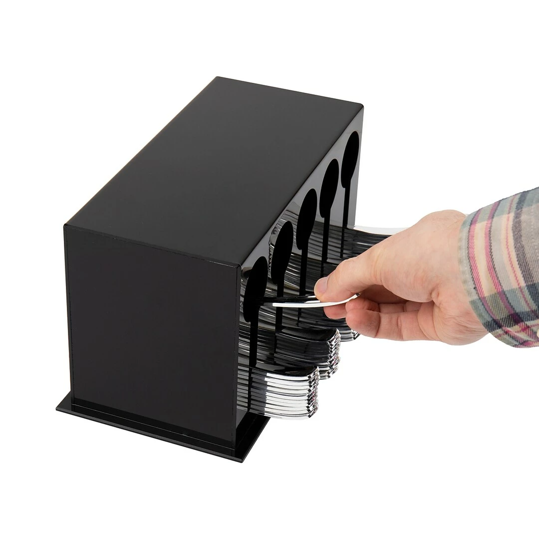 Mind Reader 5-Compartment Plastic Utensil Sorter And Dispenser, Black (5CSTOR-BLK) - Image 4