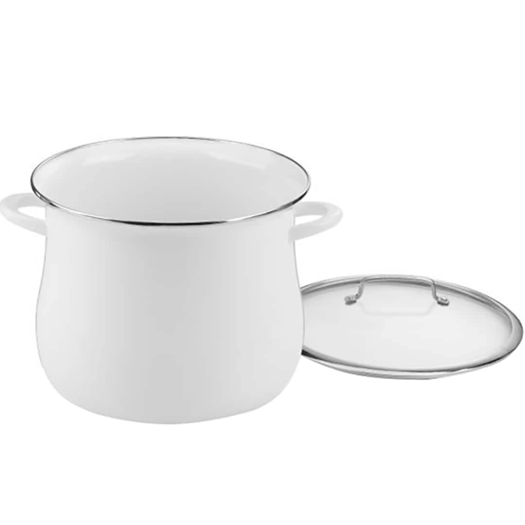 Cuisinart Chef's Classic Enamel On Steel 16 Qt. Stockpot With Cover, White (EOSB166-30W)