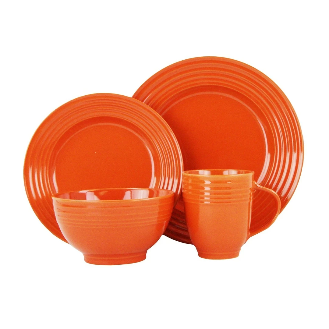 Essential Home Stylush 16 Piece Dinnerware Set, Orange (93598617M)