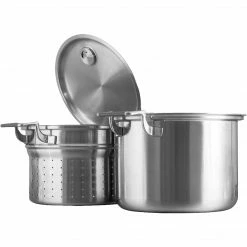 CookCraft Stainless Steel 8 Qt. Stock Pot And Strainer Set, Silver (CC-3100-8QTSET)