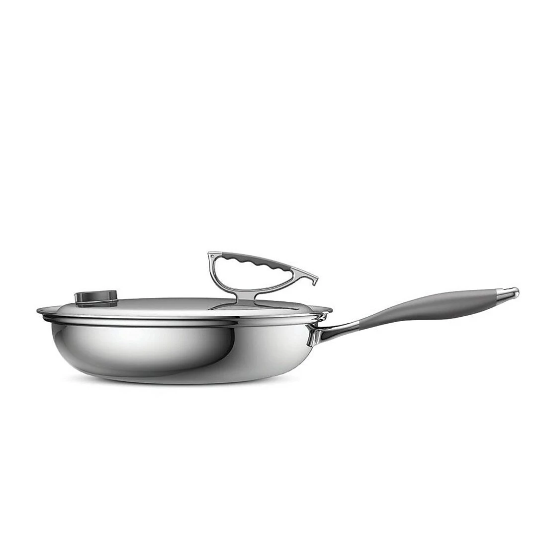 CookCraft Stainless Steel 13" French Skillet, Silver (CC-3005-13) - Image 2