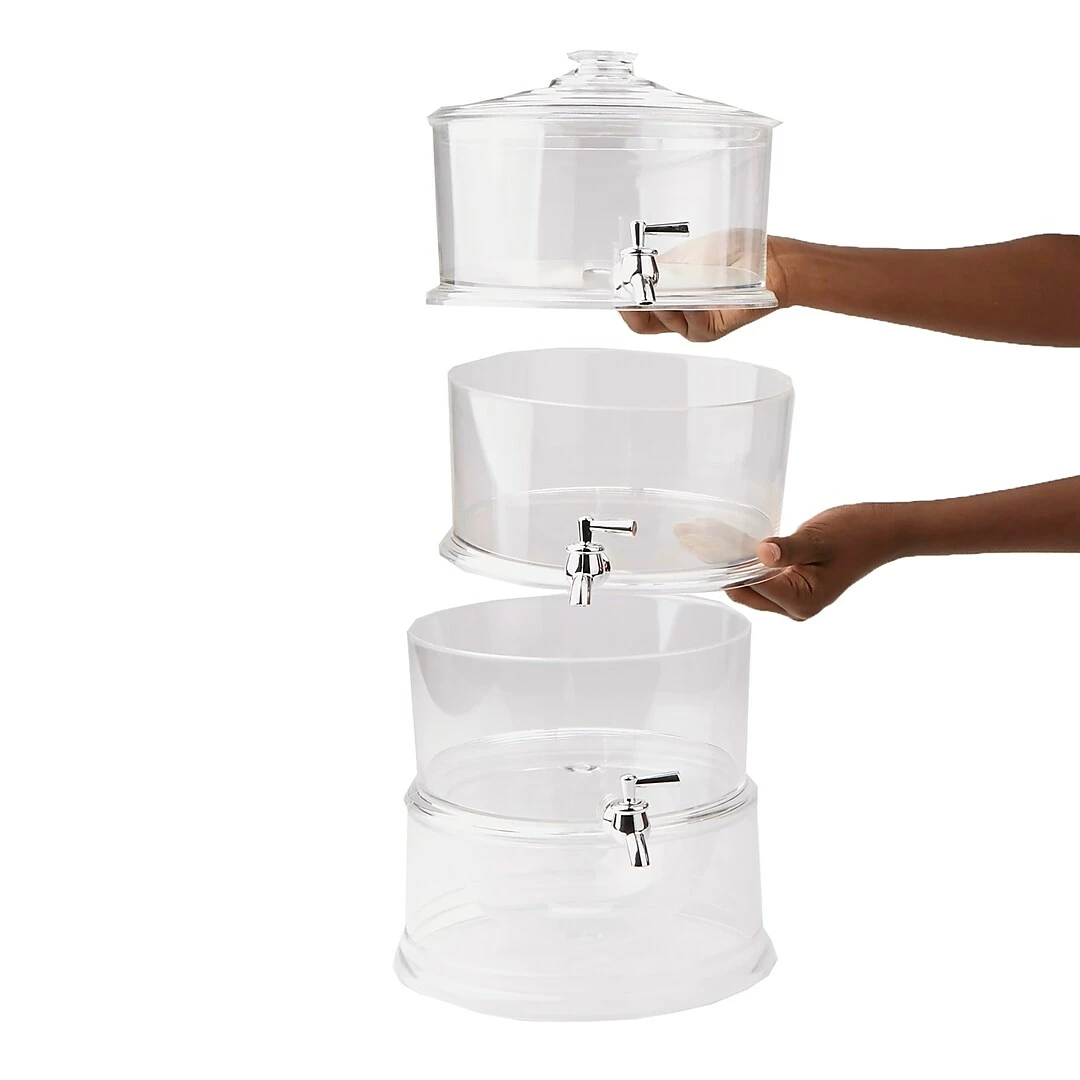 Mind Reader 3 Tier Beverage Dispenser With Ice Bottom, Clear Acrylic Drinks Display With Spigots, Clear (3TBEVD-CLR) - Image 7