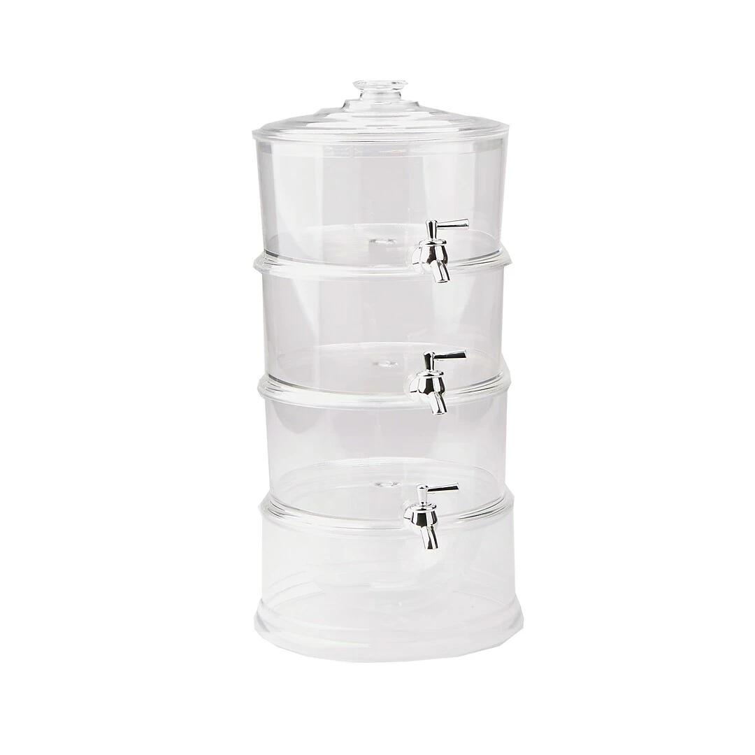 Mind Reader 3 Tier Beverage Dispenser With Ice Bottom, Clear Acrylic Drinks Display With Spigots, Clear (3TBEVD-CLR) - Image 8