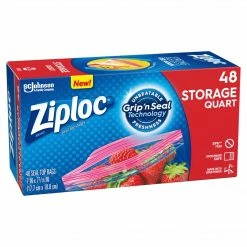 Ziploc Storage Bags, Quart, 48/Box (314469)