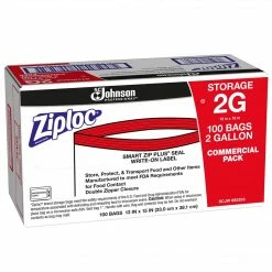 Ziploc Storage Bags, 2 Gallon, 100 Bags/Carton (682253)