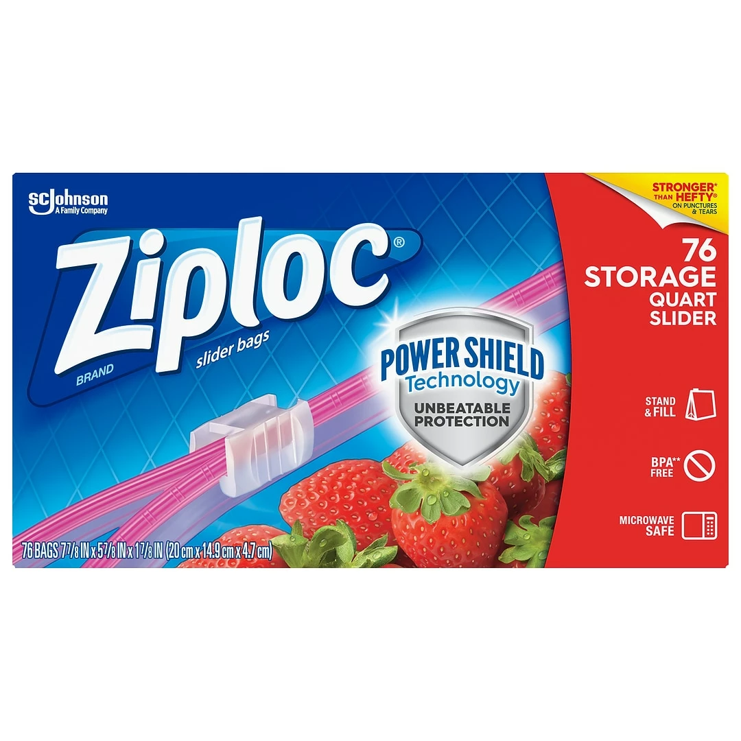 Ziploc Slider Storage Bags, Quart, 76/Carton (316490) - Image 2