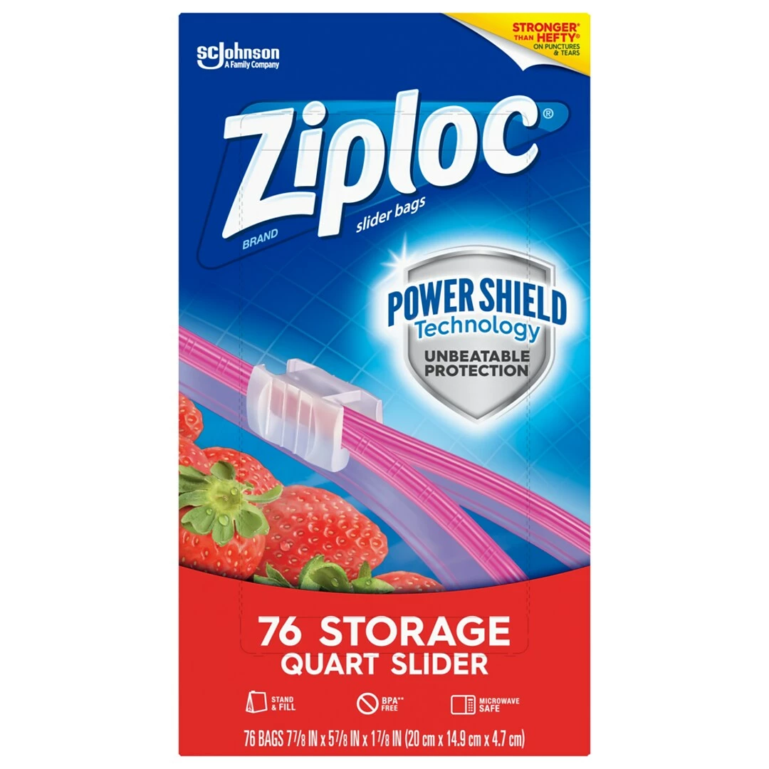 Ziploc Slider Storage Bags, Quart, 76/Carton (316490) - Image 3
