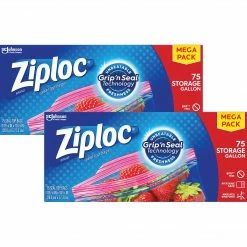 Ziploc Storage Bag, 1 Gal., 75/Pack, 2 Packs/Carton (314480)