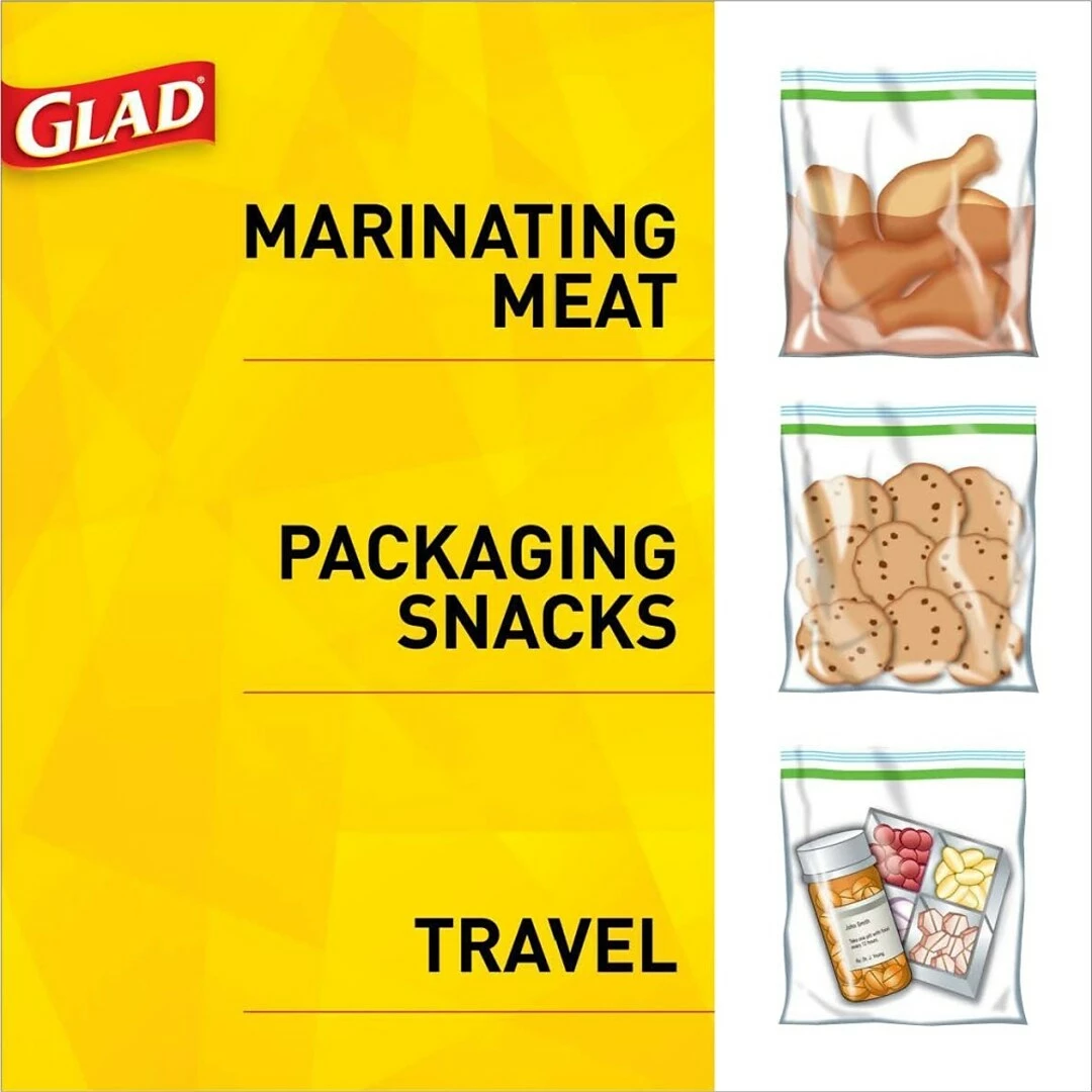 GladĀ® Zipper Storage Bags, Quart, 25/Box (55052) - Image 3