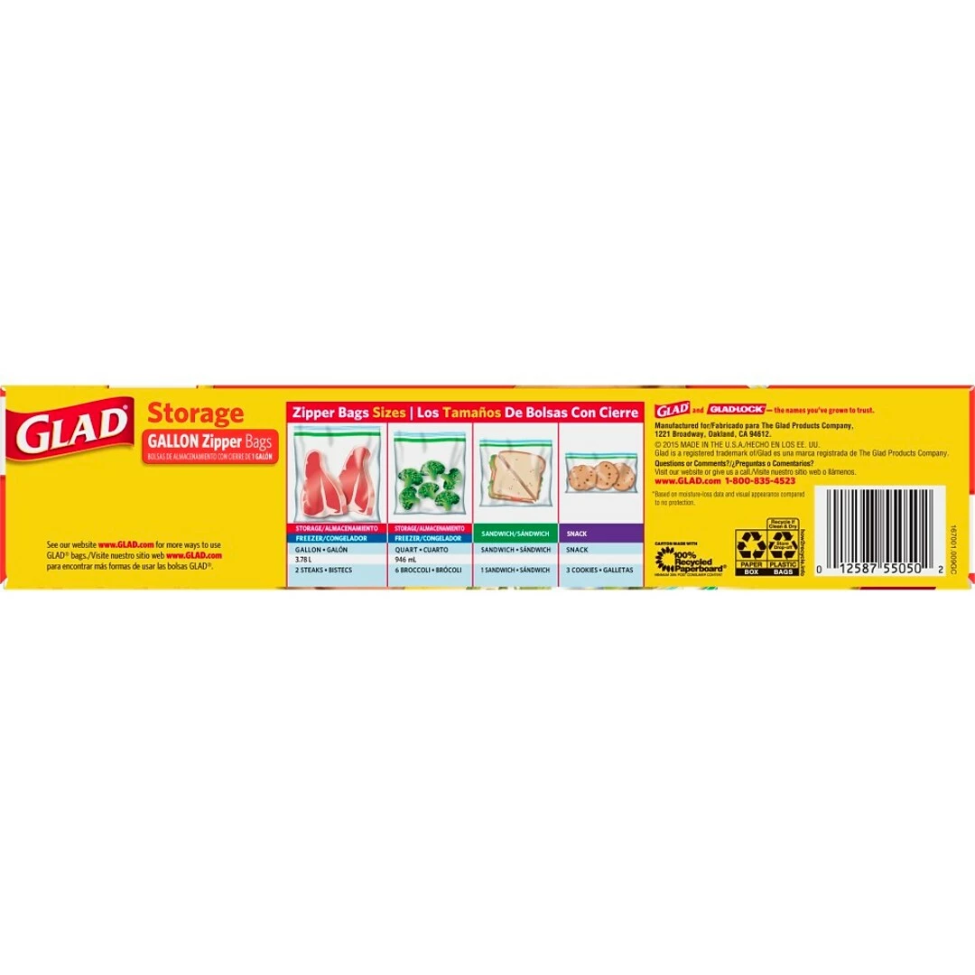 Glad® Zipper Storage Bags, Gallon, 20 Bags/Box, 12 Boxes/Carton (55050) - Image 5