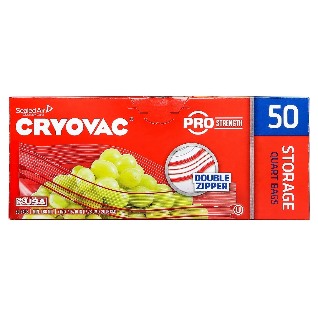 Cryovac® Brand Resealable One Quart Storage Bags Retail, 50 Each, Pack Of 9 (100946911)