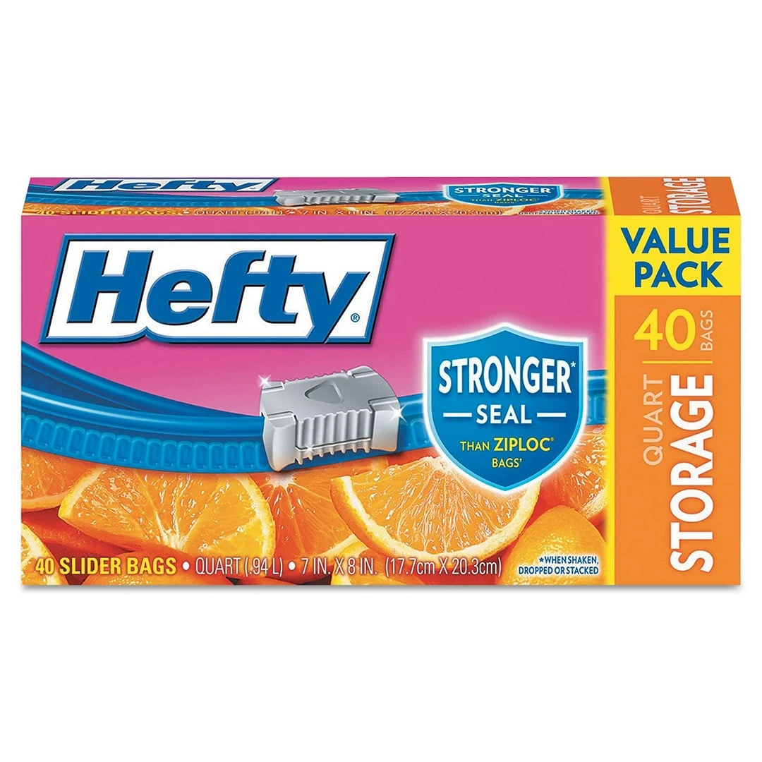 Reynolds Hefty® 1 Quart Slider Storage Bags, 40/BX, 9 Boxes/CT
