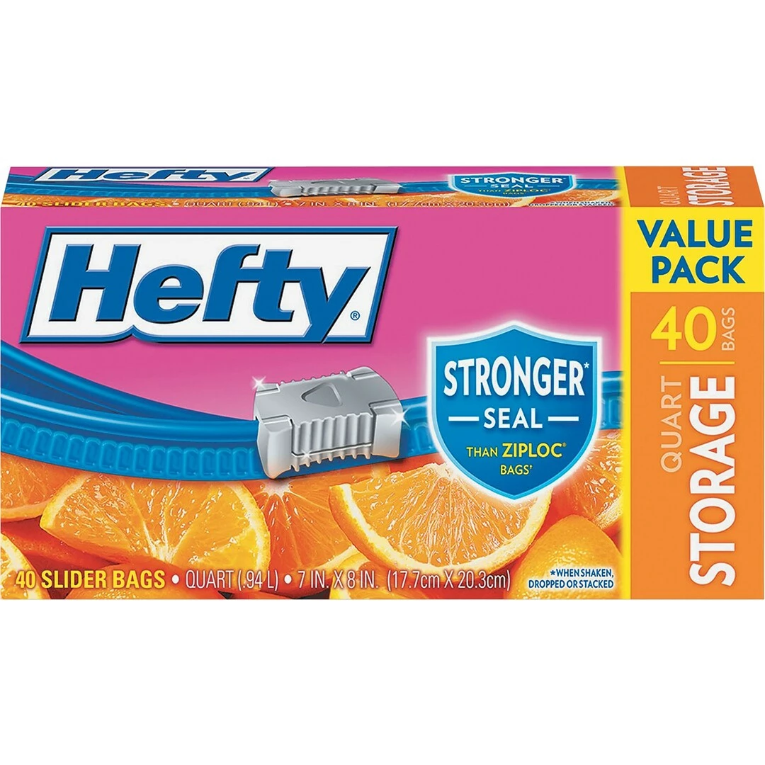 Reynolds Hefty® 1 Quart Slider Storage Bags, 40/BX, 9 Boxes/CT - Image 2