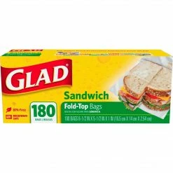 Glad® Fold Top Bags, Sandwich, 180 Bags/Box (CLO 60771)